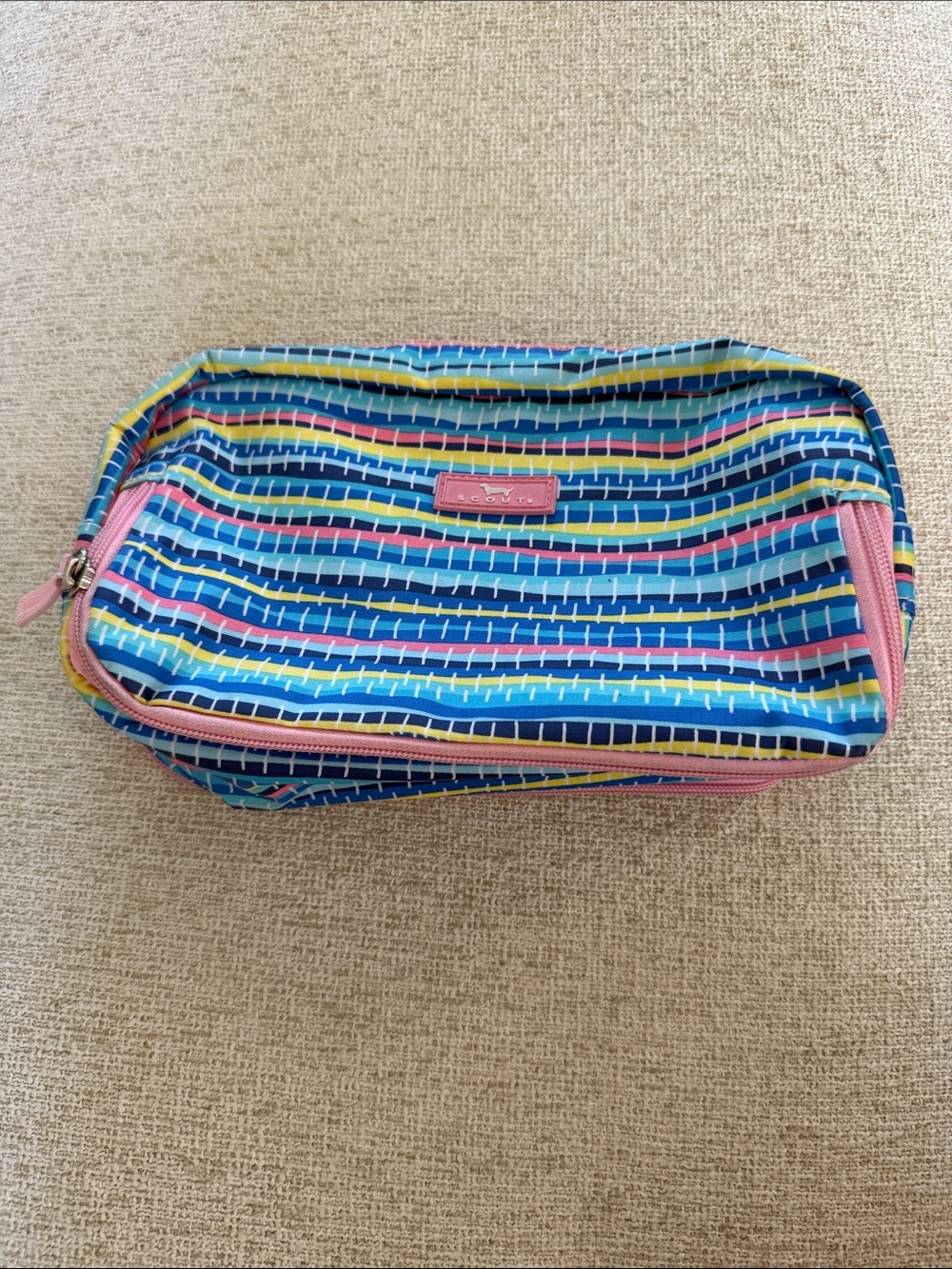 Scout Striped Cosmetic Pouch in Blue, Pink & Yellow